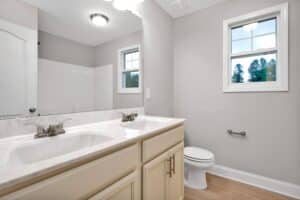 Neutral Color bathroom with double sinks