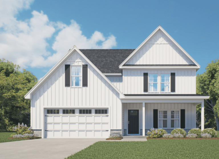 Fawnbrook plan exterior illustration by Ben Stout Construction